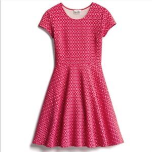 Leota Ursula Textured Fit Flare Dress Cap Sleeve Valentines Mini A Line Unlined